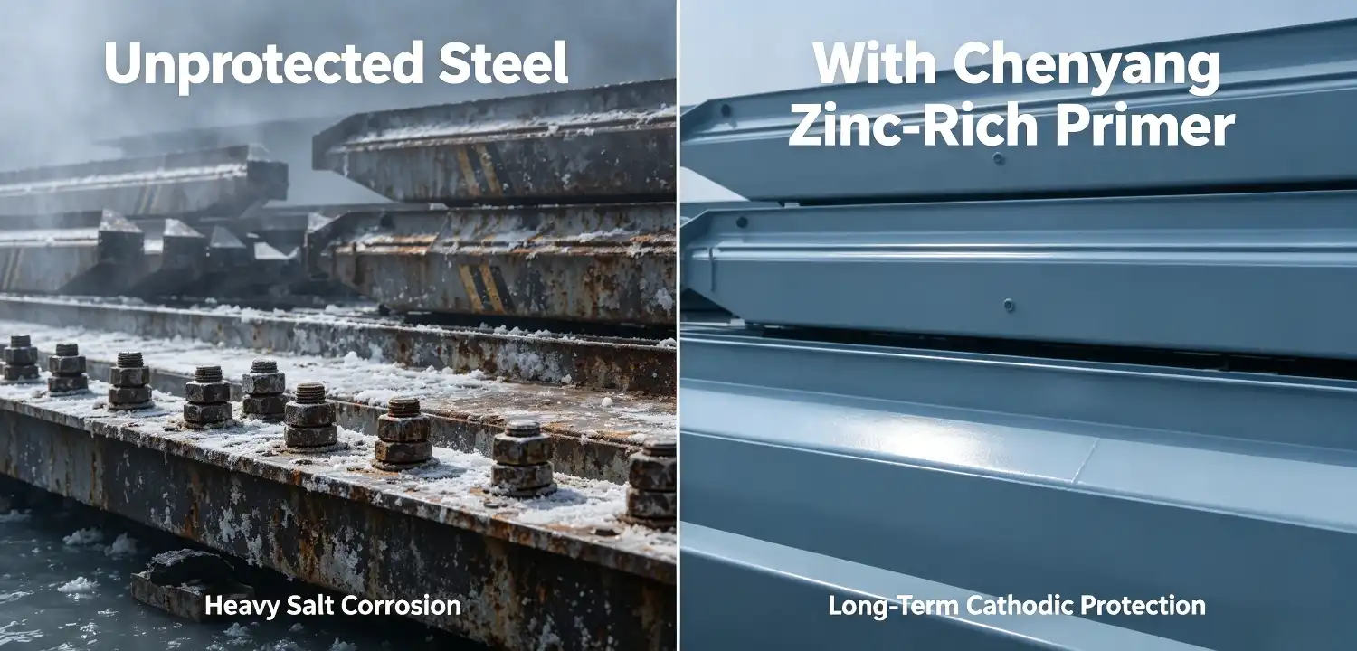 Anti-Corrosion Coating For Marine Use Before and after comparison