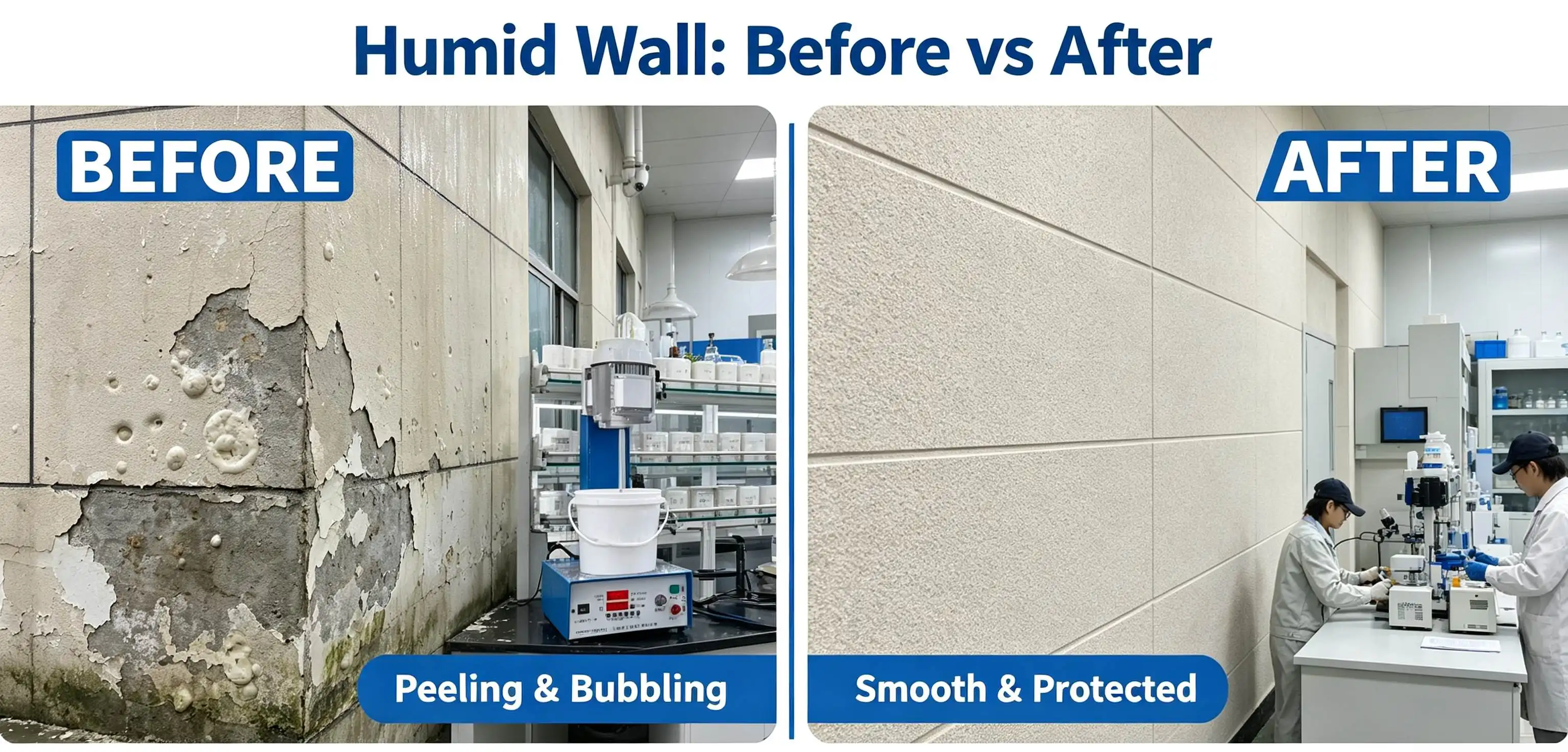 Anti-Peeling Paint For Humidity wall_before_after